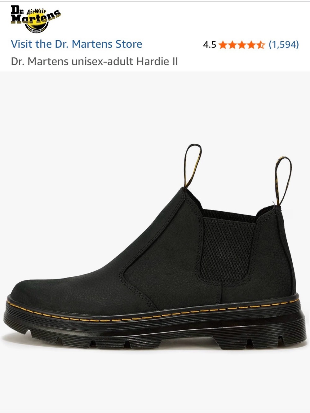 Dr. Martens unisex Hardie II Chelsea Boot — Black